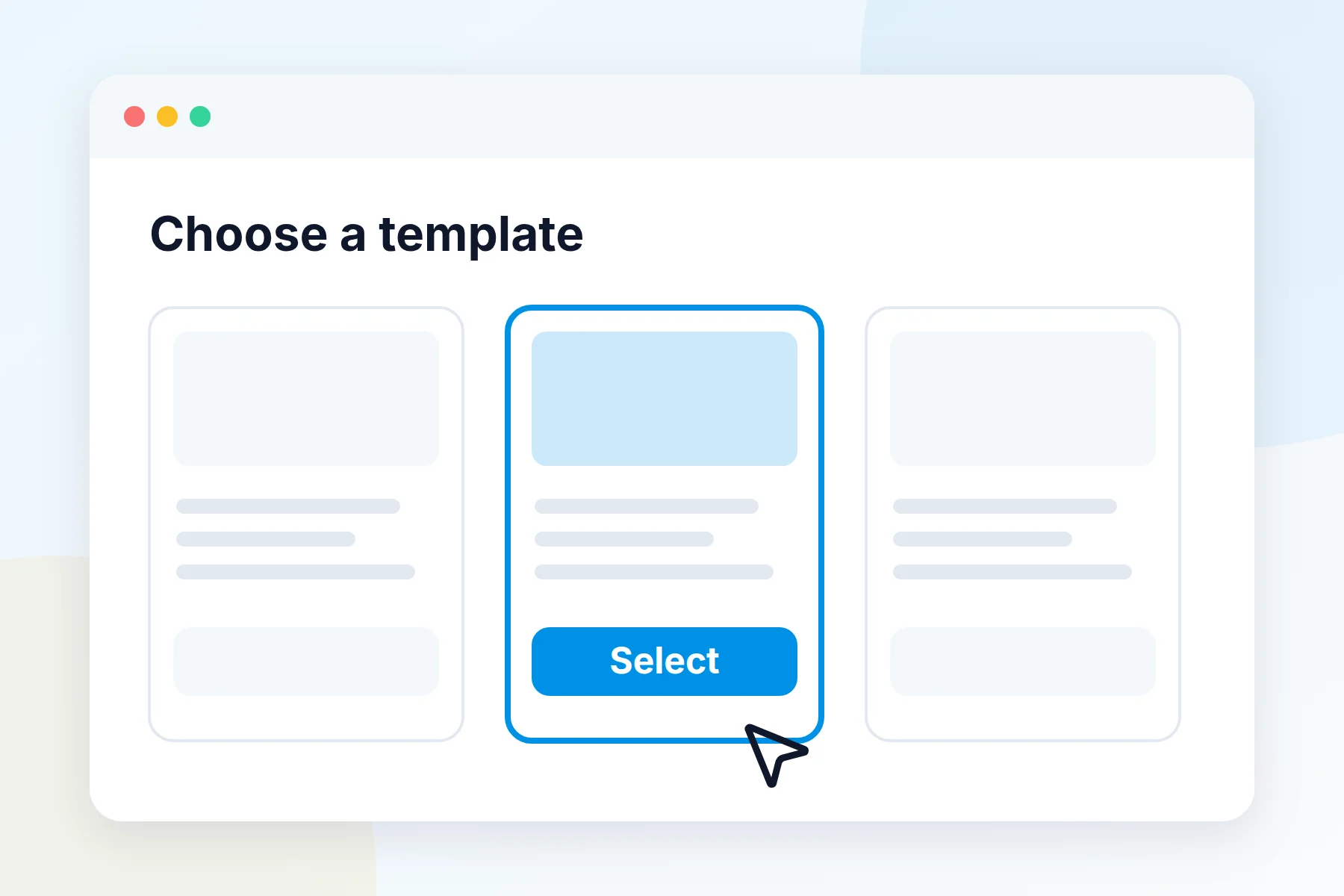 Choosing a page template in the funnel builder