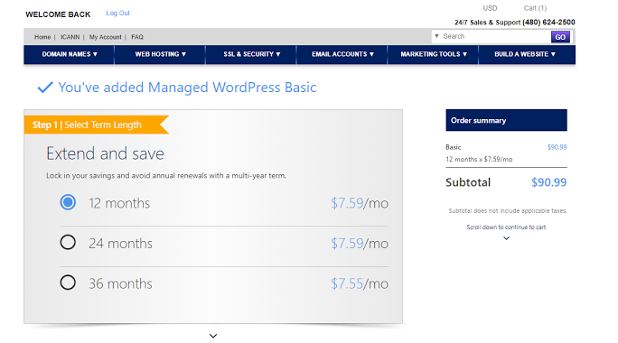 Select hosting plan